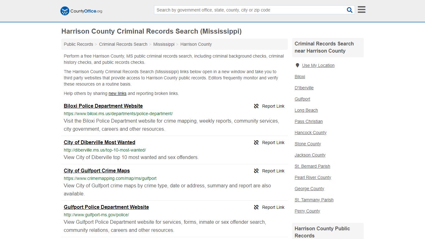 Harrison County Criminal Records Search (Mississippi) - County Office